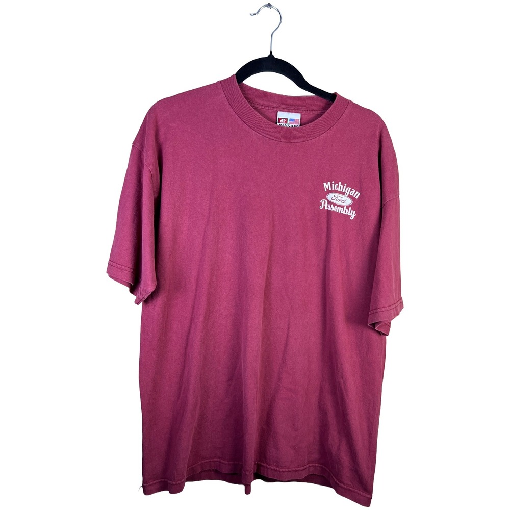 Bayside Michigan Ford Assembly Shirt Mens XL Maroon Heavyweight Made in USA‎ Tee